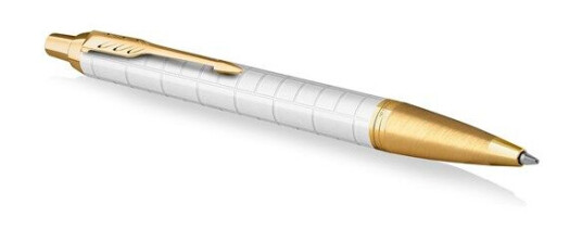 Parker IM Ballpoint Pen  Premium Pearl Lacquer with Gull Trim  Medium Point with Blå Ink Refill  Gift Box