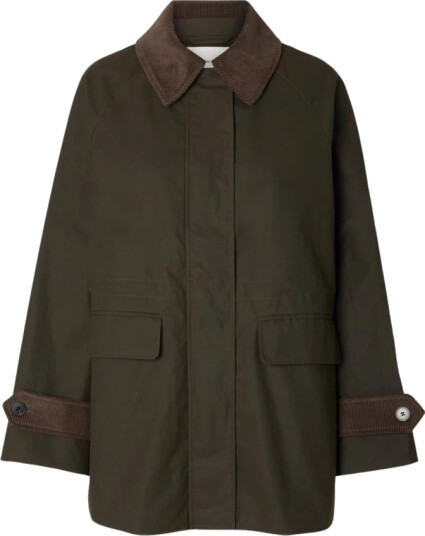 Selected Slwwilma Waxed Jacket Noos   Khaki green   42
