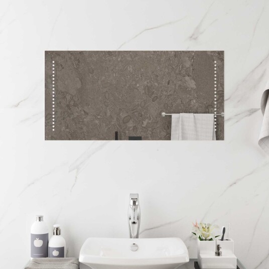 vidaXL LED Badevindu Gjennomsiktig 80 x 40 cm herdet glass Rektangulær