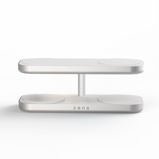 Zens Quattro Charger Pro 4 - Trådløst Ladestativ + Ac-Strømadapter - 15 Watt - 4 Utgangskontakter (Magnetisk) - Hvit
