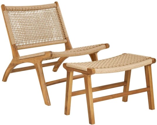 Derby lenestol med fotskammel teak.