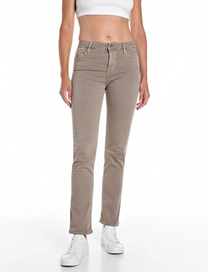 Replay Zolie Trousers Straight Leg High Waist Hyperflex Colour Xlite Brown 25 x 30 Replay Zolie Trousers Straight Leg High Waist Hyperflex Colour Xlite Brown 25 x 30