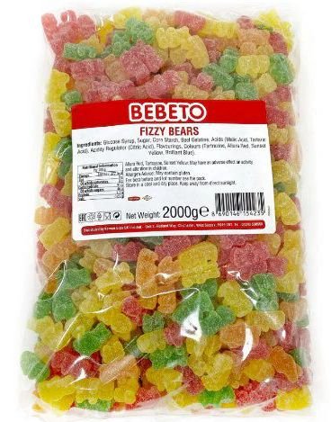 2 kg Bebeto Fizzy Bears Vingummibjørner med Fruktsmak