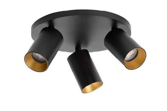 Antidark Spoton Circle takspot 3 lys GU10 - Svart/Gullfarget