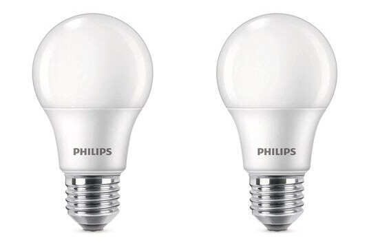 Philips LED-lyspære 8W/827 (60W) frosted 2-pack E27