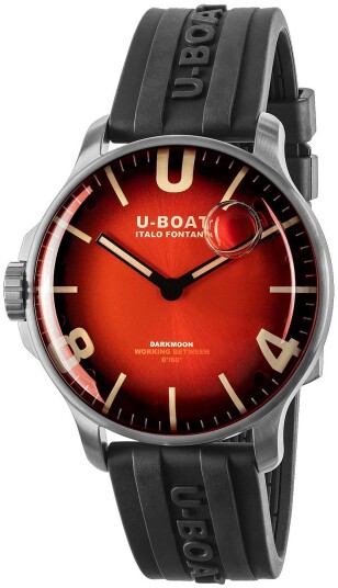 U Boat Herreklokke 8701/B Darkmoon Rød/Gummi Ø44 mm