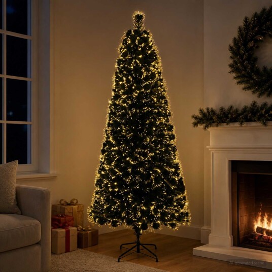 vidaXL Fiberoptisk juletre 180 cm 24 LED-lys Varmhvit PVC Grønn