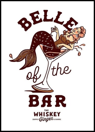 Belle Of The Bar Mermaid Pin Up Art Plakat Plakat / 70x100cm