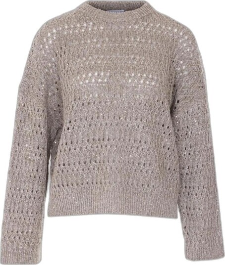 Brunello Cucinelli, Dame, Strikkevarer, Beige, L,