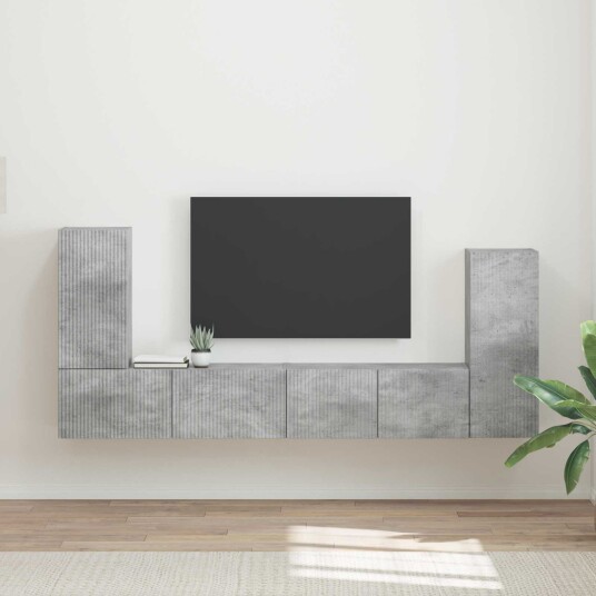 TV benksett 4 pcs Betonggrå Konstruert tre TV benksett 4 pcs Betonggrå Konstruert tre