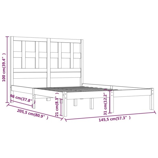 vidaXL Sengeramme hvit heltre furu 140x200 cm