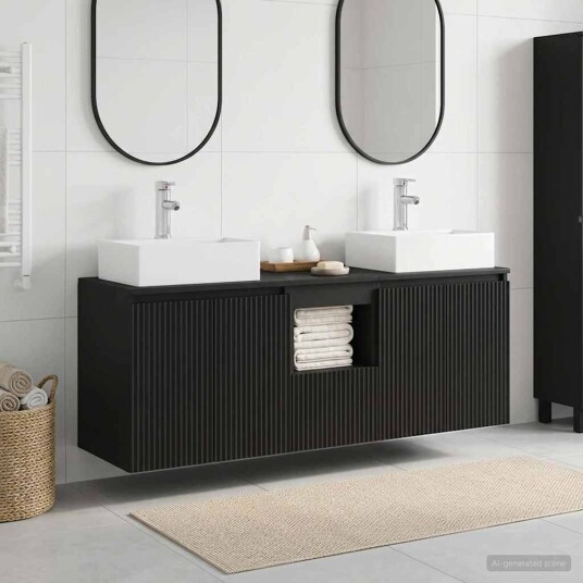 vidaXL Baderomsskapsett 3 stk. Svart 49,5 x 41 x 62,5 cm vidaXL Baderomsskapsett 3 stk. Svart 49,5 x 41 x 62,5 cm