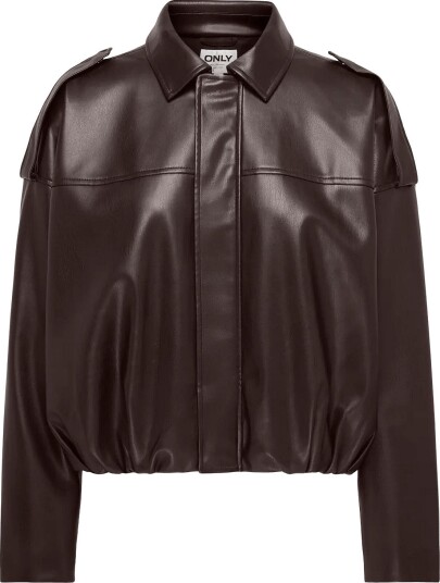 ONLY Onlmoon Neli L/S Faux Leather Bomber Pnt Brown XL