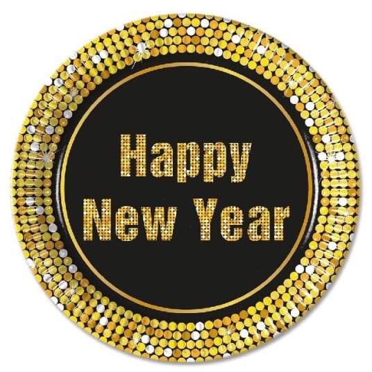 Happy New Year Papptallerken 23cm 8stk 