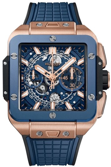 Hublot Herreklokke 821.OL.5180.RX Square Bang Unico Blå/Gummi Ø42 mm