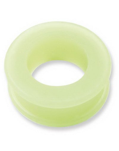 Grønn Piercing Tunnel i Silikon med Bred Kant Strl 10 mm
