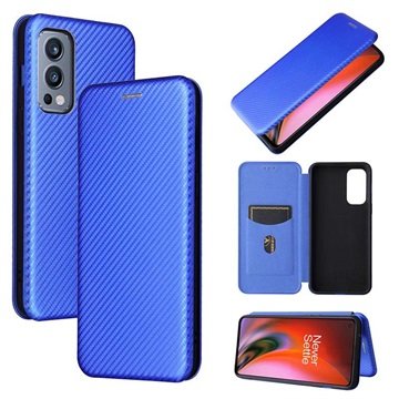 OnePlus Nord 2 5G Flip-deksel Carbon Fiber Blå