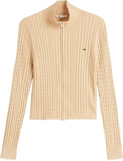 Tommy Jeans Tjw Micro Cable Zipthru Swtr Ext Beige XS