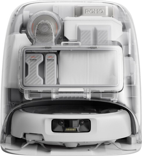 DJI ROMO P Robotstøvsuger med Bluetooth og 180 minutters driftstid - Hvit/Gjennomsiktig