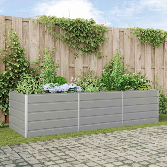 vidaXL Plantekassed Lysegrå 290 x 100 x 75 cm Galvanisert stål