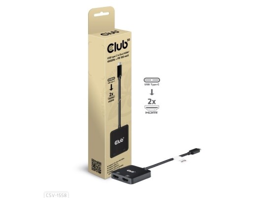 Club 3D - Video Adapter - 24 Pin Usb-C Hann Til Hdmi Hunn - 15 cm 4K 60Hz Støtte, Usb Power Delivery (100 W)