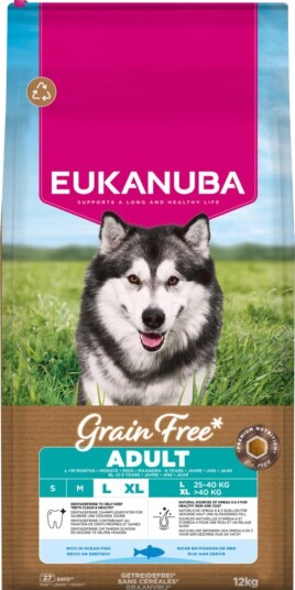 Eukanuba Tørrfôr Adult Grain Free Large & Giant Breed Sparepakke Havfisk 2 X 12 kg Eukanuba Tørrfôr Adult Grain Free Large & Giant Breed Sparepakke Havfisk 2 X 12 kg
