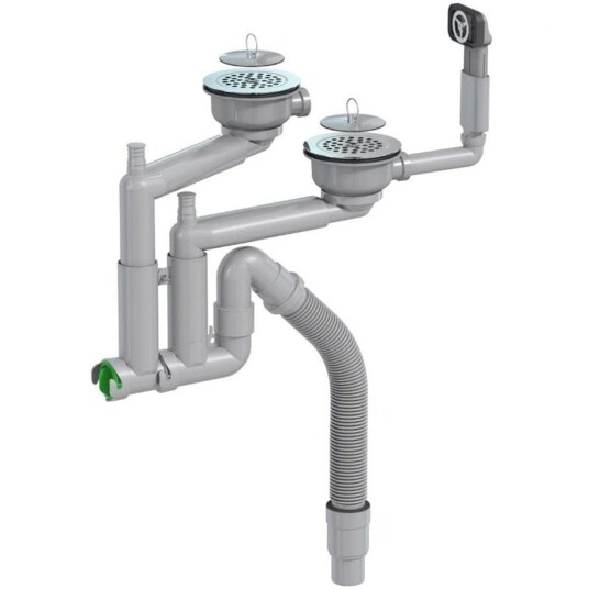 Intra Smartloc Kjøkkenvannlås 3 1/2"- Dobbel kum Sil og Propp Intra Smartloc Kjøkkenvannlås 3 1/2"- Dobbel kum Sil og Propp