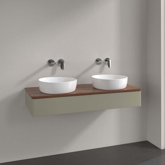 Villeroy & Boch Antao Servantskap med 1 skuff 120x50x19 cm u/lys Steingrå/Valnøtt Villeroy & Boch Antao Servantskap med 1 skuff 120x50x19 cm u/lys Steingrå/Valnøtt