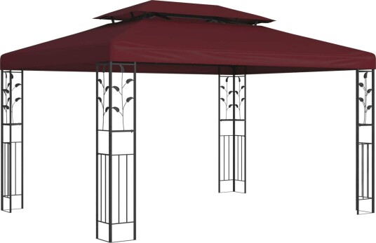 vidaXL Paviljong 3,97 x 2,96 x 2,68 m Vinrød Polyester og stål