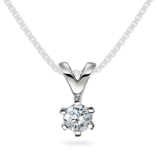 Olivia by Gullfunn, Anheng i 585 hvitt gull med diamant 0,30 ct