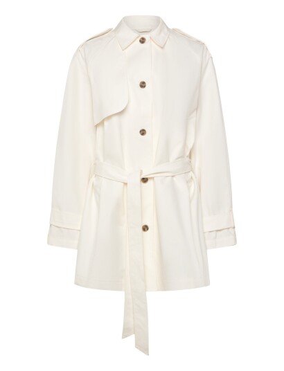 Monki Short Loose Single Breasted Trench Coat Cream S