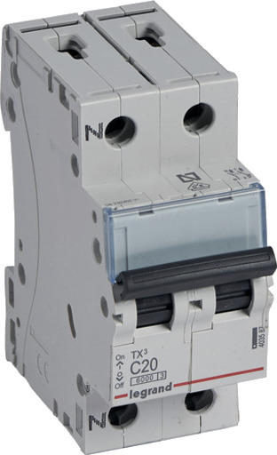 Legrand 5 stk TX³ MCB automatsikring C20 1P+N 2M 6/6kA