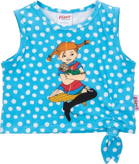 Pippi Langstrømpe Prickigt Topp Blue 128 Pippi Langstrømpe Prickigt Topp Blue 128