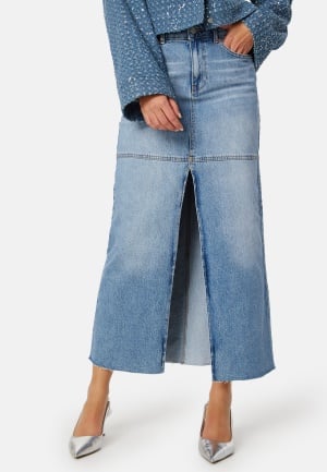 BUBBLEROOM Denim Slit Midi Skirt Medium blue 40