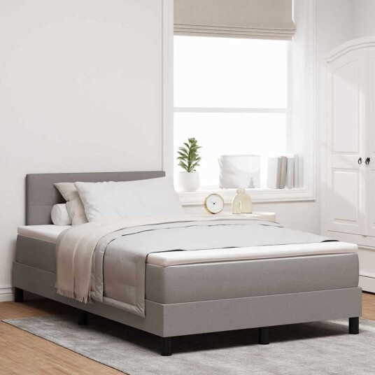 Bokseramme med Madrass & LED Taupe 120x200 cm Tekstil