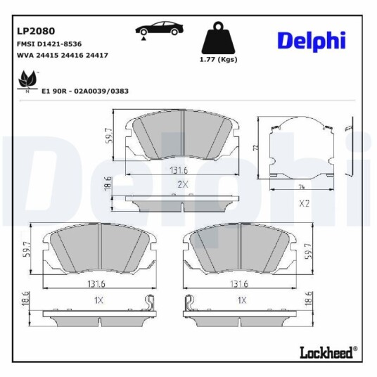 Bremseklosser DELPHI LP2080