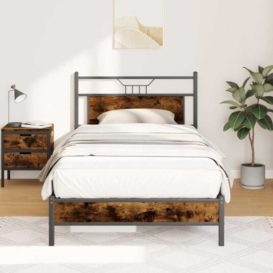 Sengeramme uten madrass røkt eik 107x203 cm konstruert tre 4106886