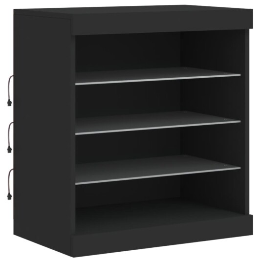 vidaXL Skjenk med LED-lys svart 60,5x37x67 cm