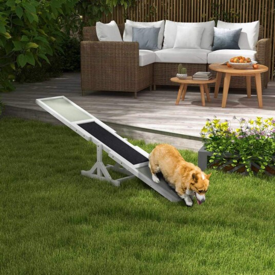 Hundevippe hundeagility vippe laget av tre sklisikker hundeagilityrampe for hunder under 30 kg for balanse 180 x 30 x 30 cm