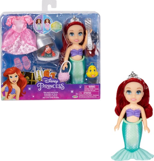 JAKKS Pacific Disney Princess 6 tommers Petite Doll med ekstra mote og tilbehør Sea to Land Ariel