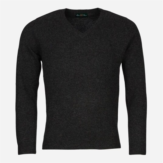 Alan Paine V-Neck Lambswool - Charcoal Alan Paine V-Neck Lambswool - Charcoal