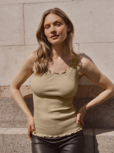 Rosemunde Babette Silk Top With Lace Beige M