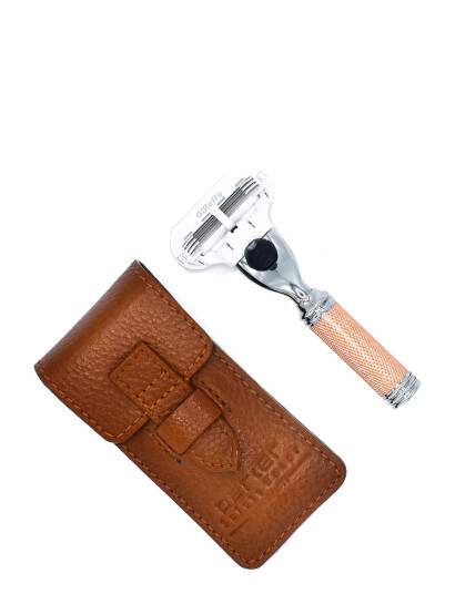 Parker Trvl Ladies Venus Compatiable Rose Gold Textured Razor With Leather Case Beige ONE SIZE Parker Trvl Ladies Venus Compatiable Rose Gold Textured Razor With Leather Case Beige ONE SIZE