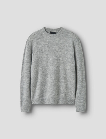 LMTD Nlmlodett Ls O-Neck Knit Grey 134-140