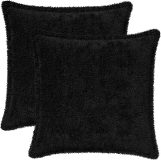 vidaXL Putetrekk 2 stk. HOUTEN Svart 50 x 50 cm Faux Kanin Pels