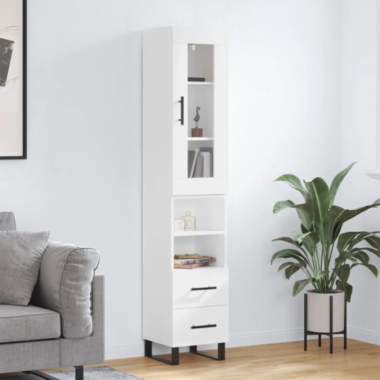 vidaXL Highboard hvit 34,5x34x180 cm konstruert tre 8720845487430