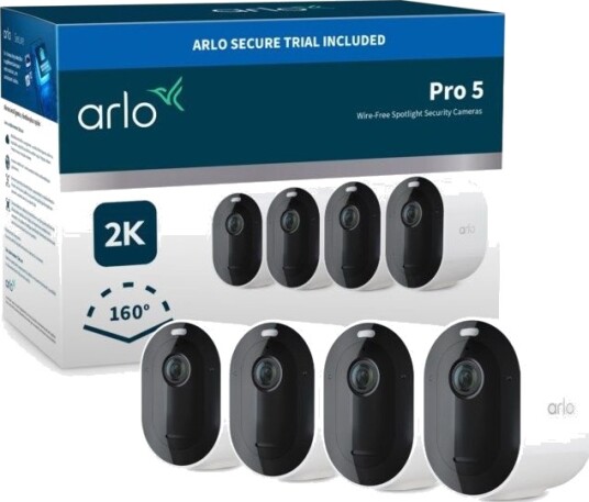 Arlo Pro 5 Trådløs 2K IP-Sikkerhetskamera 4-pakning med Bevegelsessensor og Lyskaster Arlo Pro 5 Trådløs 2K IP-Sikkerhetskamera 4-pakning med Bevegelsessensor og Lyskaster
