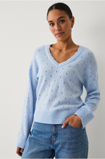 Ellos Collection Hullmønstret pullover Blå