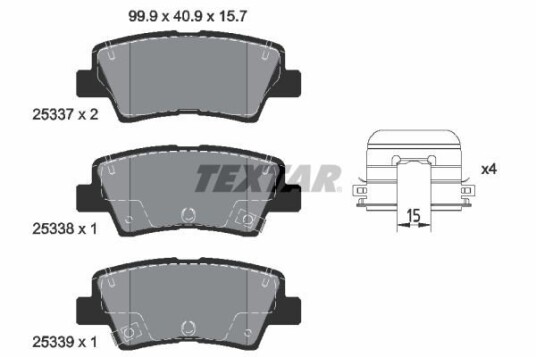 Bremseklosser TEXTAR 2533707 Bremseklosser TEXTAR 2533707