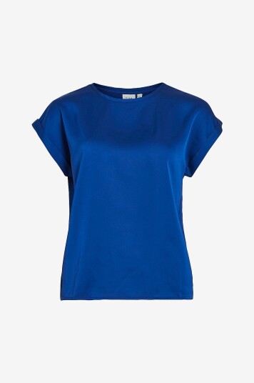 Vila - Topp viEllette S/s Satin - Blå Vila - Topp viEllette S/s Satin - Blå